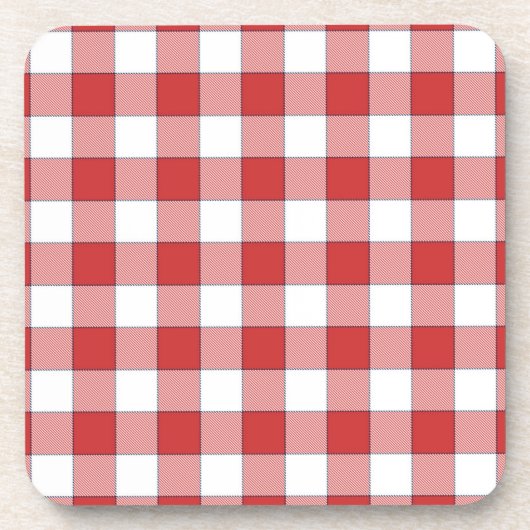 Elegante Landschaft Picnic White Red Checkered Getränkeuntersetzer (Vorderseite)