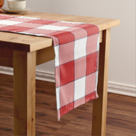 Elegante Landschaft Picnic White Red Checkered Großer Tischläufer