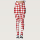 Elegante Landschaft Picnic White Red Checkered Leggings (Vorderseite)