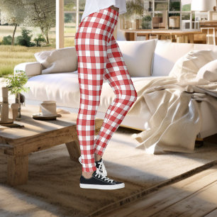 Elegante Landschaft Picnic White Red Checkered Leggings