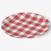 Elegante Landschaft Picnic White Red Checkered Pappteller (Schrägansicht)