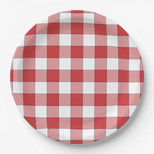 Elegante Landschaft Picnic White Red Checkered Pappteller (Vorderseite)