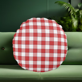 Elegante Landschaft Picnic White Red Checkered Rundes Kissen