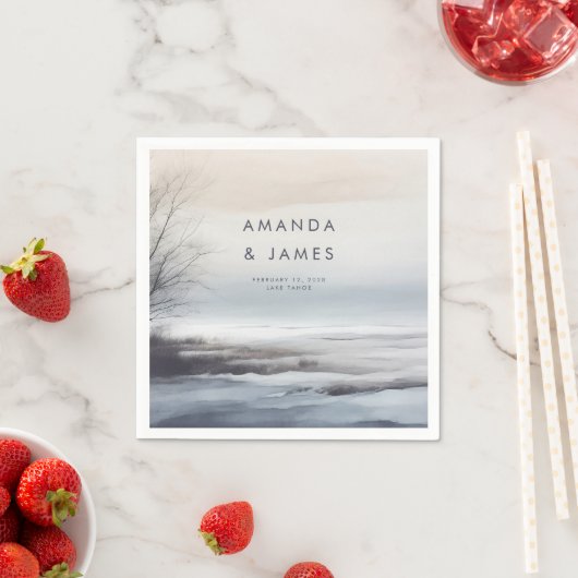 Elegante Landschaftliche Abstrakte Landschaft Wint Serviette (Beispiel)