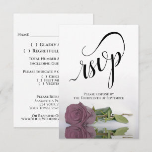Elegante Langgestempelte Dusty Mauve Pink Rose Wed RSVP Karte