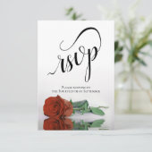 Elegante Langgestempelte Rost Orange Rose Hochzeit RSVP Karte (Stehend Vorderseite)