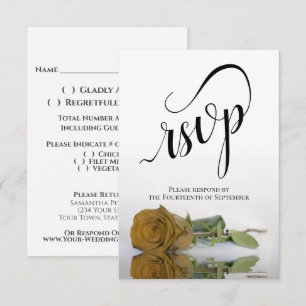 Elegante langstielige Gold-Ocker-Rosen-Hochzeit RSVP Karte