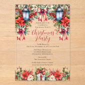 Elegante Lanterns | Candles Floral Christmas Party Acryleinladungen (Vorderseite)
