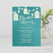 Elegante Lanterns Modernes Aquamarines Brautparty Einladung (Stehend Vorderseite)