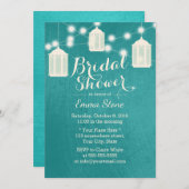 Elegante Lanterns Modernes Aquamarines Brautparty Einladung (Vorne/Hinten)