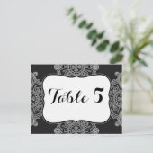 Elegante Large Black Medallion Pattern Tischnummer (Stehend Vorderseite)