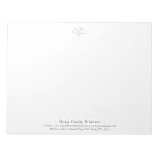 Elegante Large Yoga Lehrer Gray Lotus Blume Notizblock