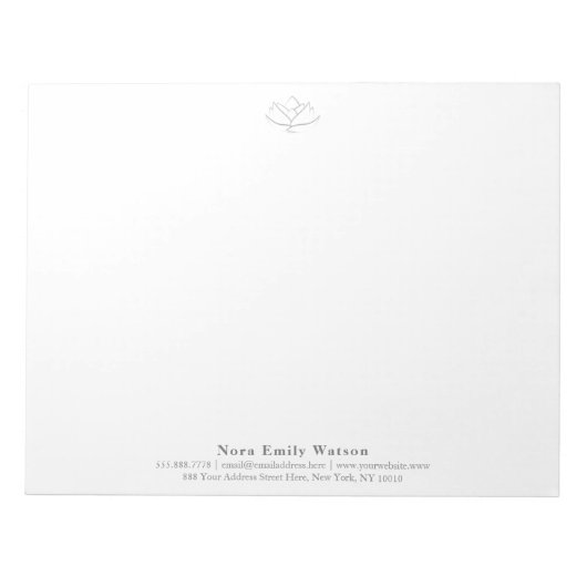 Elegante Large Yoga Lehrer Gray Lotus Blume Notizblock (Vorderseite)
