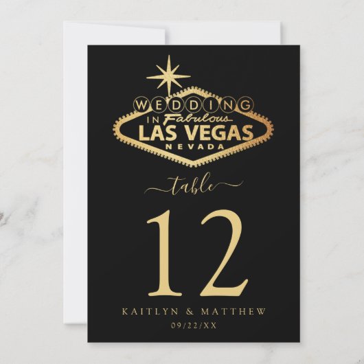 Elegante Las Vegas Hochzeit in Urlaubsort Tischnum Einladung (Rückseite)