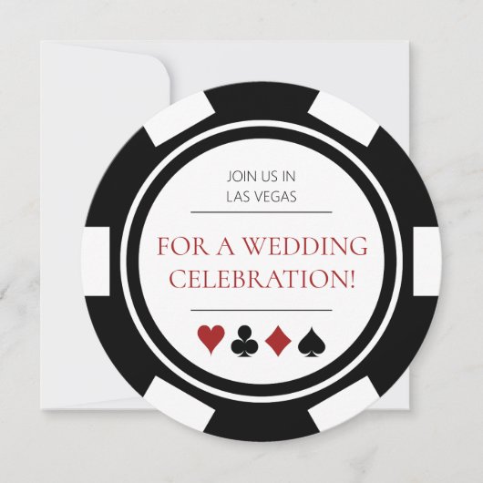 Elegante Las Vegas Schwarz-weiß Poker Chip Wedding Einladung (Vorderseite)