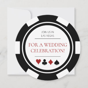 Elegante Las Vegas Schwarz-weiß Poker Chip Wedding Einladung