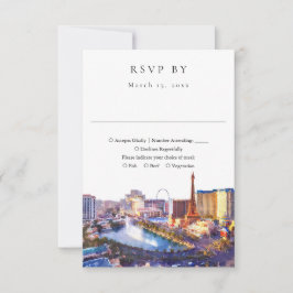 Elegante Las Vegas-Skyline-Aquarell-Hochzeit RSVP Karte