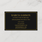 Elegante Lash Artist Business Card Gold & Black Visitenkarte (Rückseite)