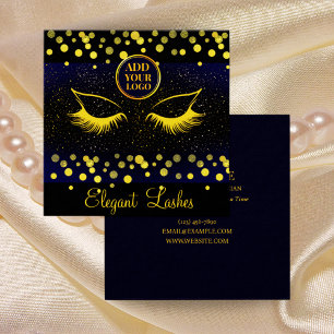 Elegante Lash Artist Business Card Navy & Gold