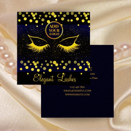 Elegante Lash Artist Business Card Navy & Gold