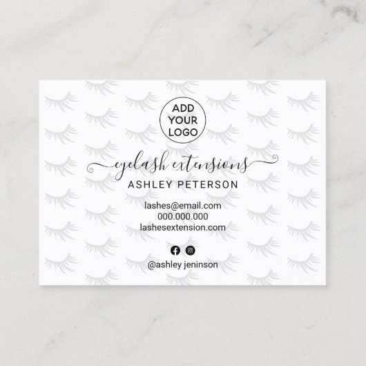 Elegante Lashes Schwarz-weiße Illustrationen Visitenkarte (Rückseite)