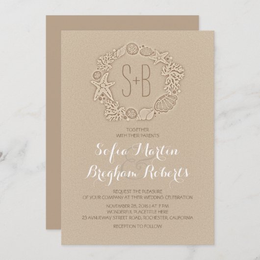 Elegante lässige Hochzeiten am Strand Einladung (Vorne/Hinten)