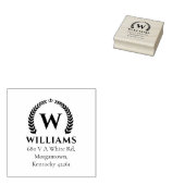 Elegante Laurel Monogram Custom-Rücksendeadresse Gummistempel (Stempel)