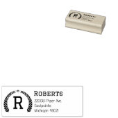 Elegante Laurel Monogram Custom-Rücksendeadresse Gummistempel (Stempel)