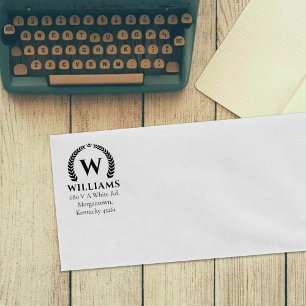 Elegante Laurel Monogram Custom-Rücksendeadresse Gummistempel