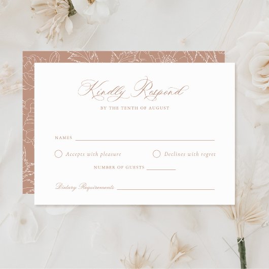 Elegante Laurel Wreath Blush Wedding RSVP Card Einladung