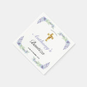 Elegante Lavanda Cruz De Oro Bautizo Bebé Serviette (Ecke)