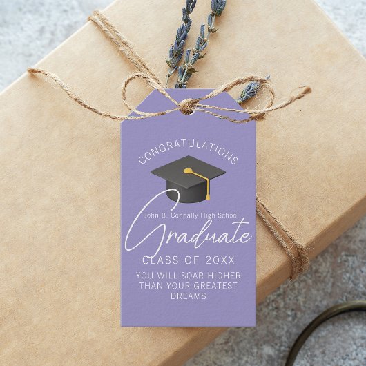 Elegante Lavendel-Abschlussfeier Benutzerdefiniert Geschenkanhänger