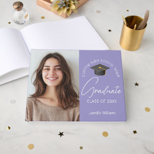 Elegante Lavendel-Abschlussfoto-Personalisierte Pa Gästebuch