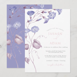 Elegante Lavendel-Aquarell-Blumenhochzeit Einladung