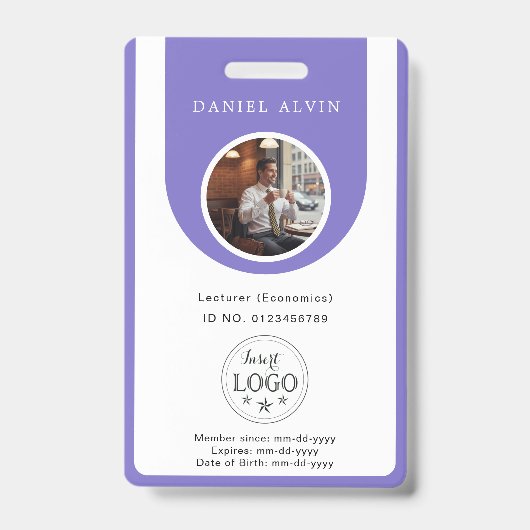 Elegante Lavendel-Arbeitsplatz-ID Ausweis (Vorderseite)
