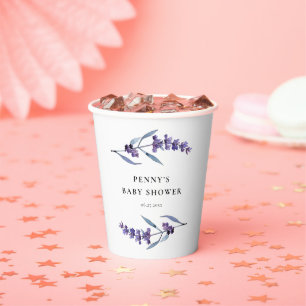 Elegante Lavendel-Baby-Party Pappbecher
