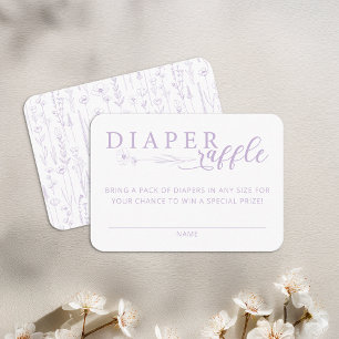 Elegante Lavendel-Baby-Shower-Windel-Raffel Begleitkarte