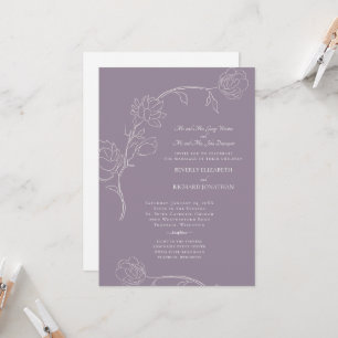 Elegante Lavendel-Beide-Elternpaare Floral Einladung