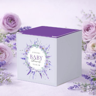 Elegante Lavendel Blumen Baby Shower lila Geschenkschachtel