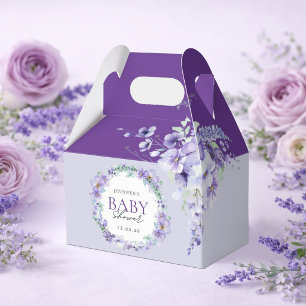 Elegante Lavendel Blumen Baby Shower lila Geschenkschachtel