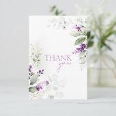 Elegante Lavendel-Blumen-Hochzeit Danke (Stehend Vorderseite)