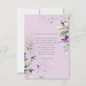 Elegante Lavendel-Blumen-Hochzeit Danke (Rückseite)