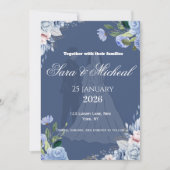 Elegante Lavendel-Blumen-Script-Hochzeitseinladung Einladung (Vorderseite)