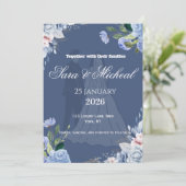 Elegante Lavendel-Blumen-Script-Hochzeitseinladung Einladung (Stehend Vorderseite)