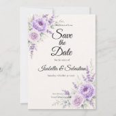 Elegante Lavendel-Blumenhochzeit Save The Date (Vorderseite)