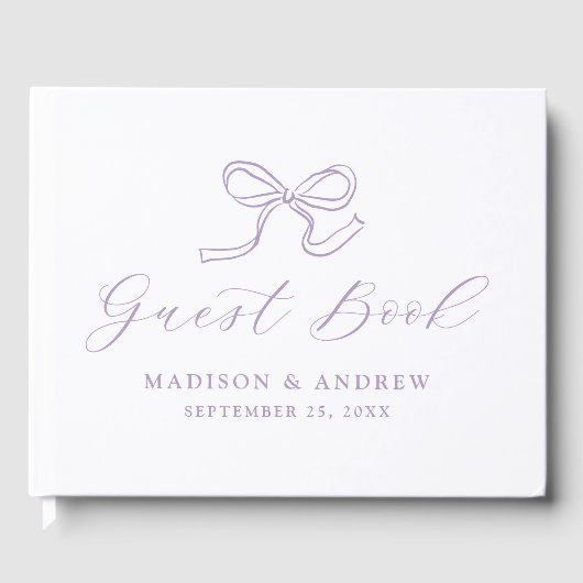 Elegante Lavendel-Bogen-Hochzeit Gästebuch (Vorderseite)