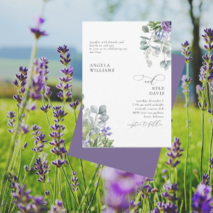 Elegante Lavendel-Botanical-Hochzeit II Einladung