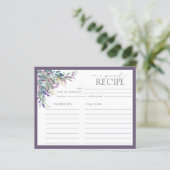 Elegante Lavendel Brautparty Rezept Karte (Stehend Vorderseite)