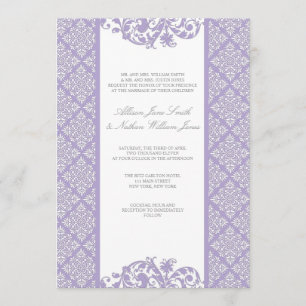 Elegante Lavendel Damask Einladung zur Hochzeit
