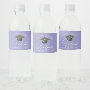 Elegante Lavendel-Einzelanfertigung für Abschlussf Wasserflaschenetikett